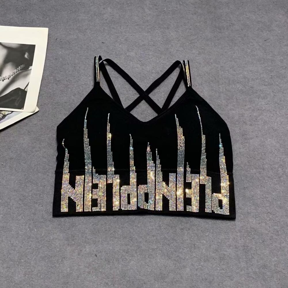Yoga Fitness Club - Reggiseno sportivo imbottito impreziosito da strass